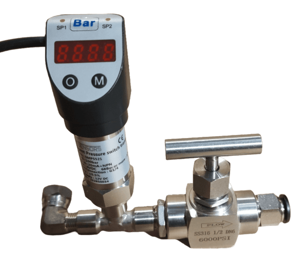 High Pressure device 21 - Hochdruckregler-Baugruppe für Wassermacher mit digitalem Manometer und Relaisbox